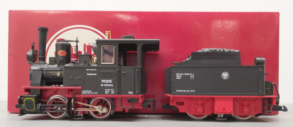 LGB 2015D G Insterburg Steam Locomotive & Tender #992015 VG/Box