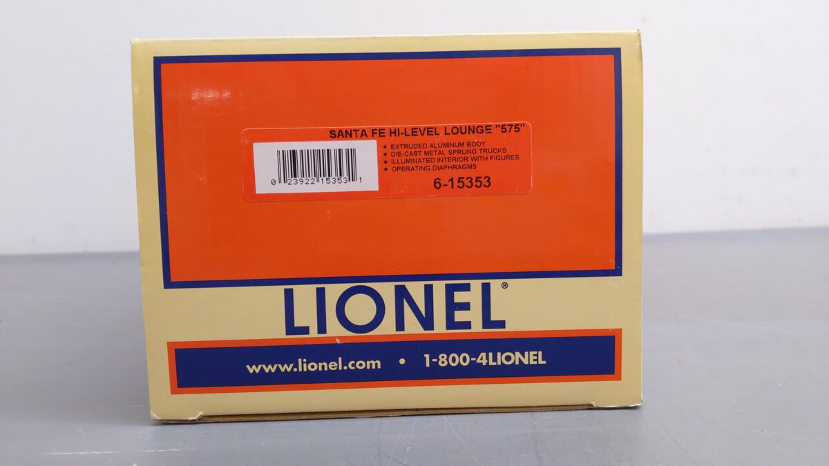 Lionel 6-15353 Santa Fe Hi-Level Lounge Car #575 EX/Box