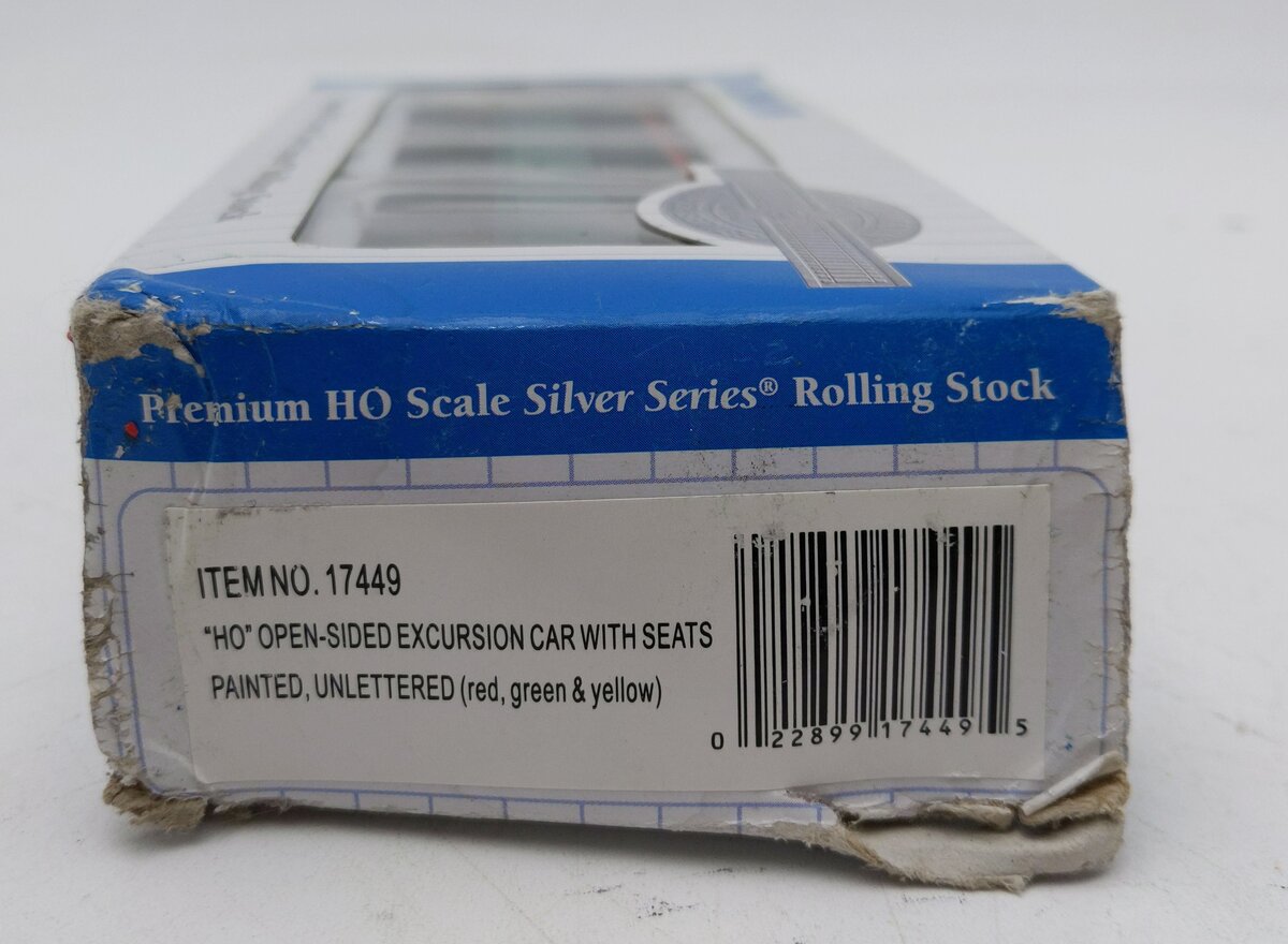 Bachmann 17449 HO Scale Unlettered Open-Sided Excursion Car w/ Seats LN/Box