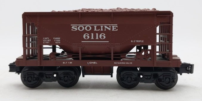 Lionel 6-6116 O Gauge SOO Line Ore Car #6116 w/ Ore Load EX
