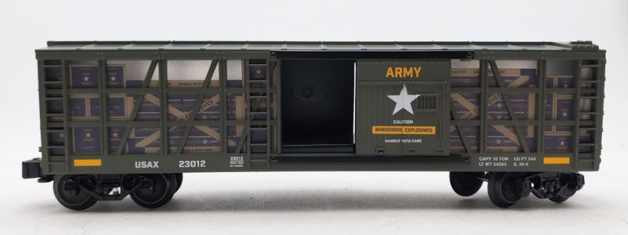 Lionel 23012 O Gauge US Army USAX Transparent Ammunition Boxcar LN