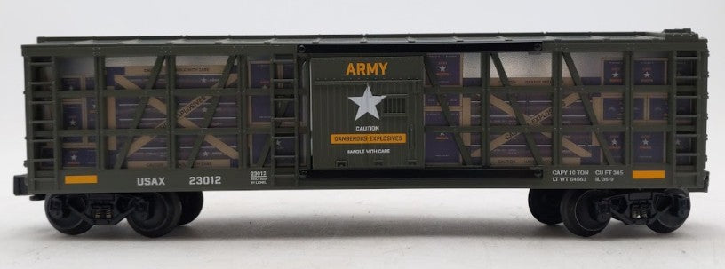 Lionel 23012 O Gauge US Army USAX Transparent Ammunition Boxcar LN