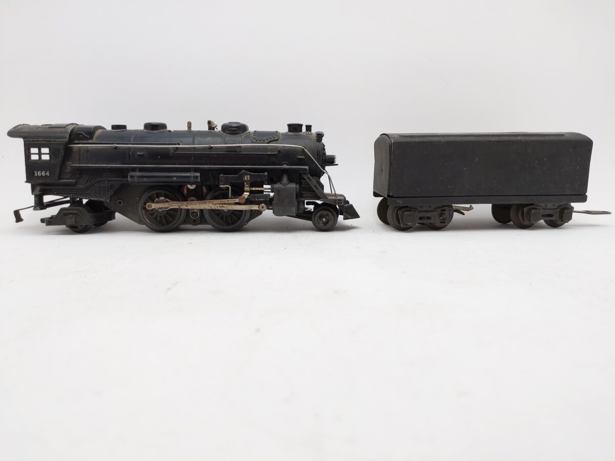 Lionel 1664 Vintage O 2-4-2 Diecast Steam Locomotive W2666T Tender VG