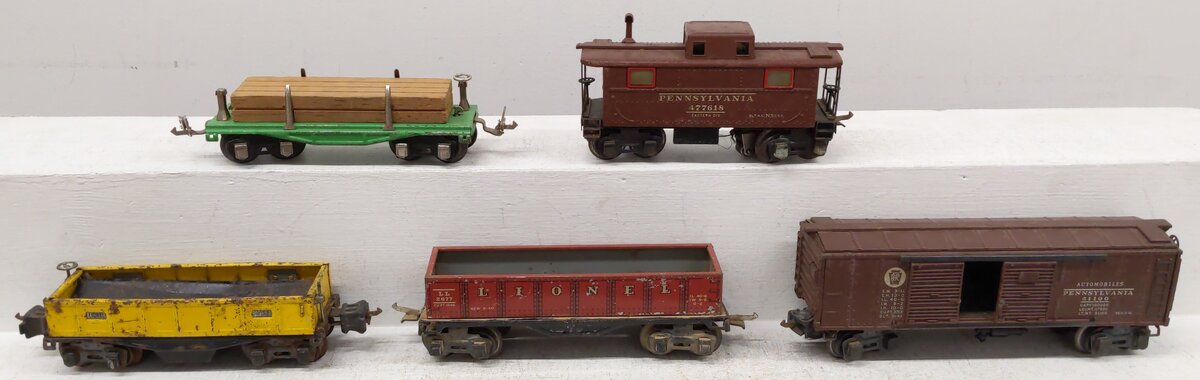 Lionel Vintage O Prewar Freight Cars #61100,651,477618,3652,2677 [5] VG