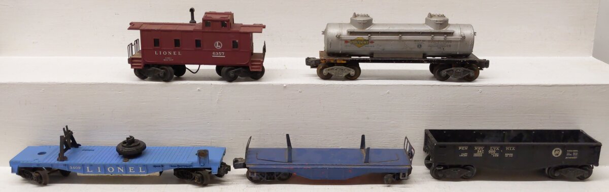 Lionel Vintage O Gauge Freight Cars #347000,6357,6465,3409 [5] VG