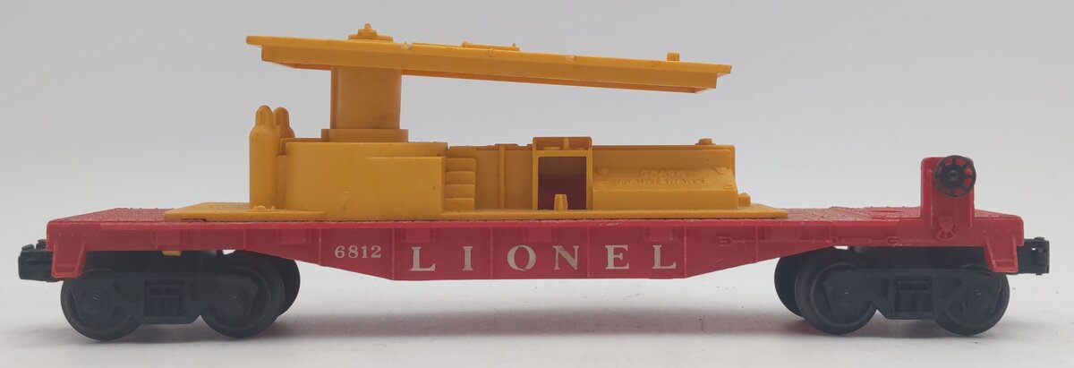 Lionel 6812 Vintage O Operating Track Maintenance Car w/Yellow Superstructure EX