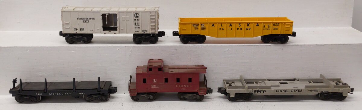 Lionel Vintage O Gauge Freight Cars #6257,3461,6472,336155,616260 [5] VG