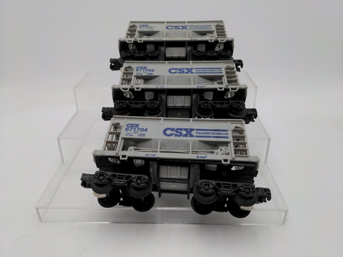 K-Line K-6717A O Gauge CSX Coal Hopper Cars w/o Coal Loads EX