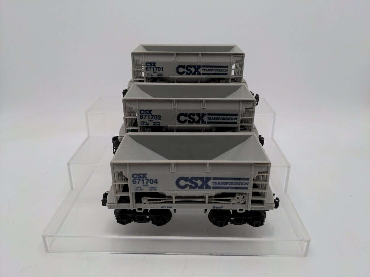 K-Line K-6717A O Gauge CSX Coal Hopper Cars w/o Coal Loads EX