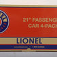 Lionel 2527490 O Gauge Nickel Plate Road 21" Passenger Car 4-Pack LN/Box