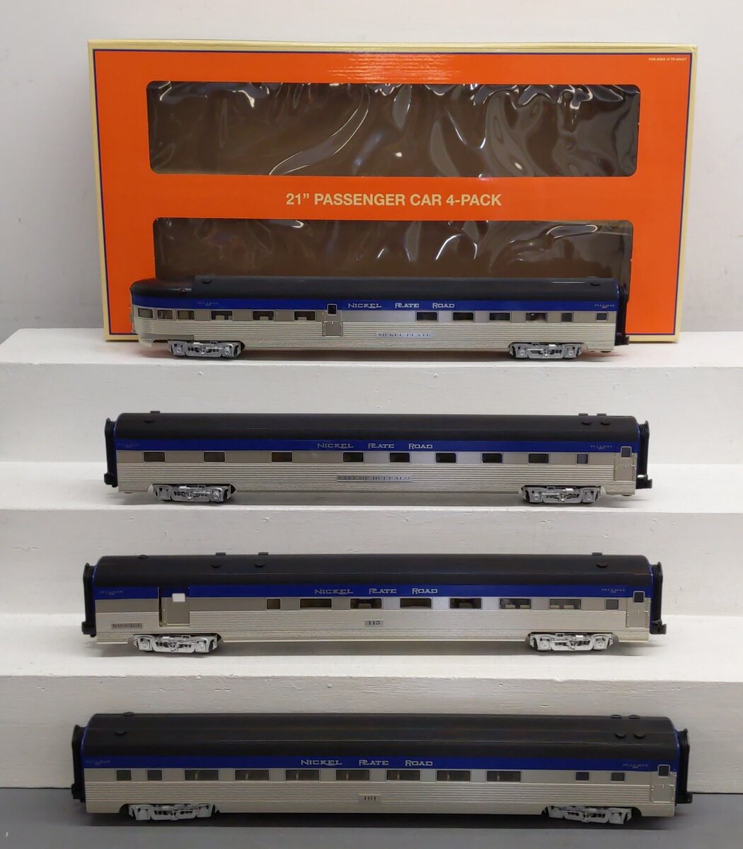 Lionel 2527490 O Gauge Nickel Plate Road 21" Passenger Car 4-Pack LN/Box