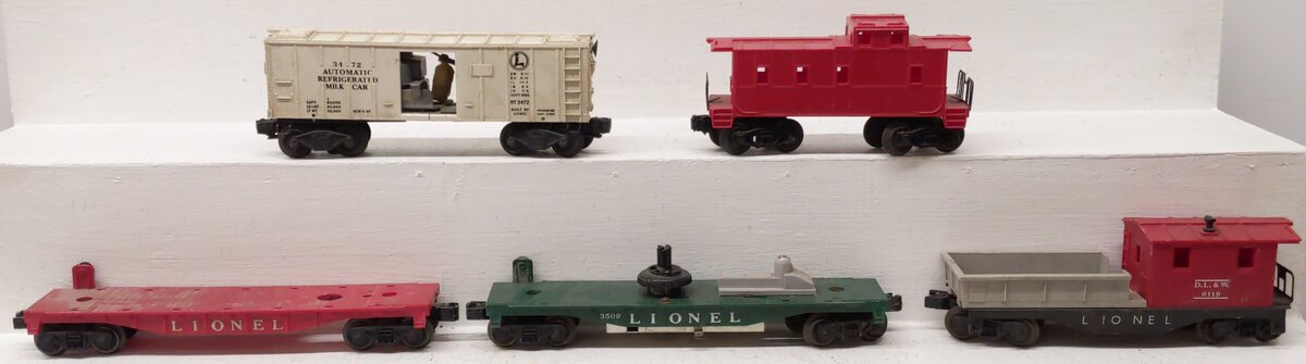 Lionel Vintage O Gauge Freight Cars #6511-2,3509,6119,3472 [5] VG