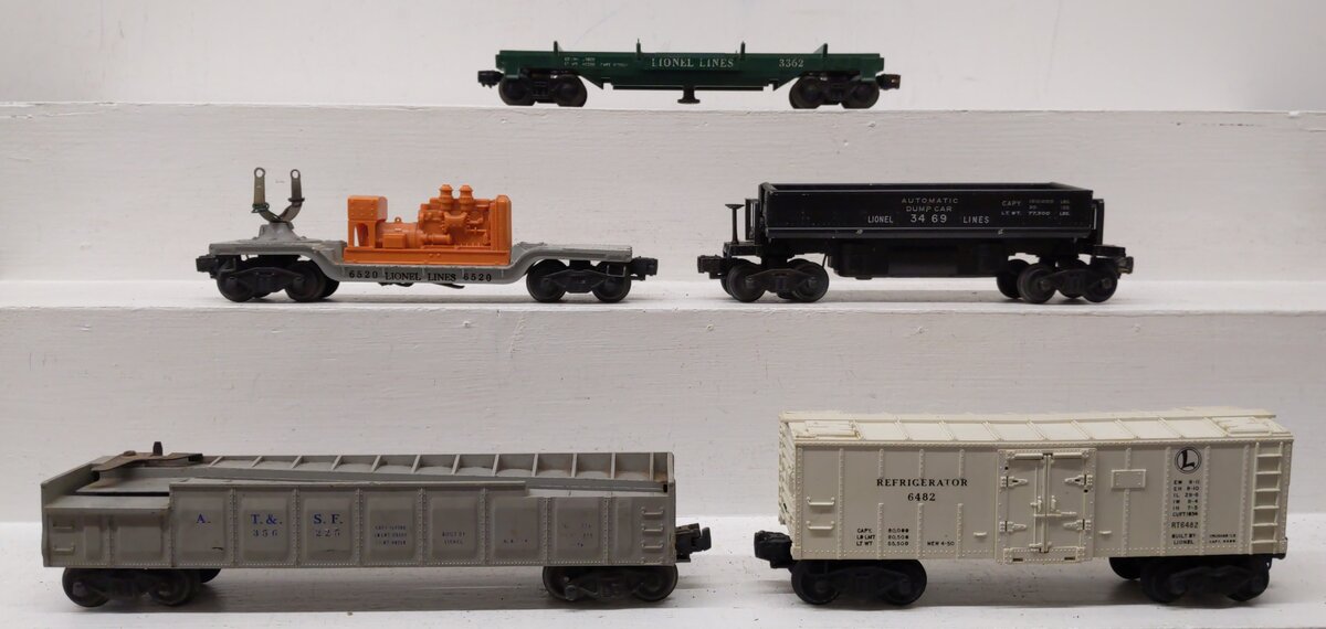 Lionel O Freight Cars: 3362, 6482, 356225, 3469, 6520 [5] VG