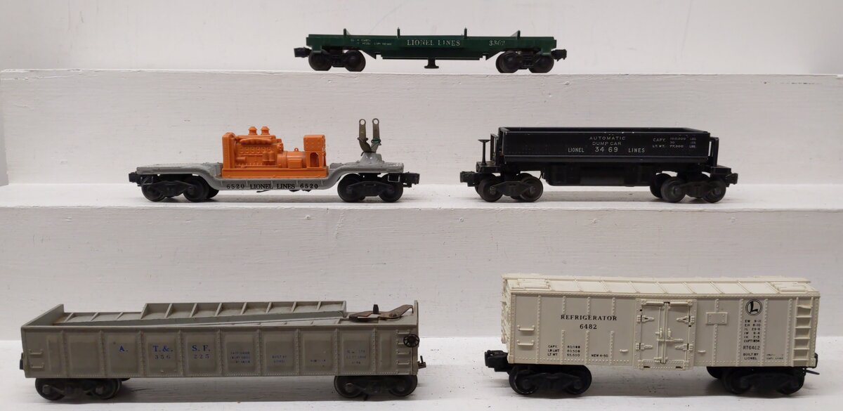 Lionel O Freight Cars: 3362, 6482, 356225, 3469, 6520 [5] VG