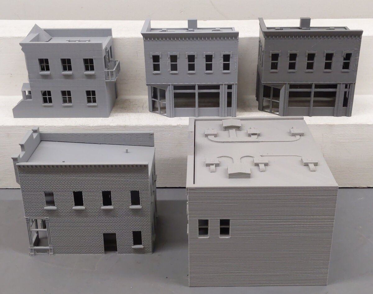 Generic Custom S Scale 3D Printed, Unpainted Town Buildings [5] EX