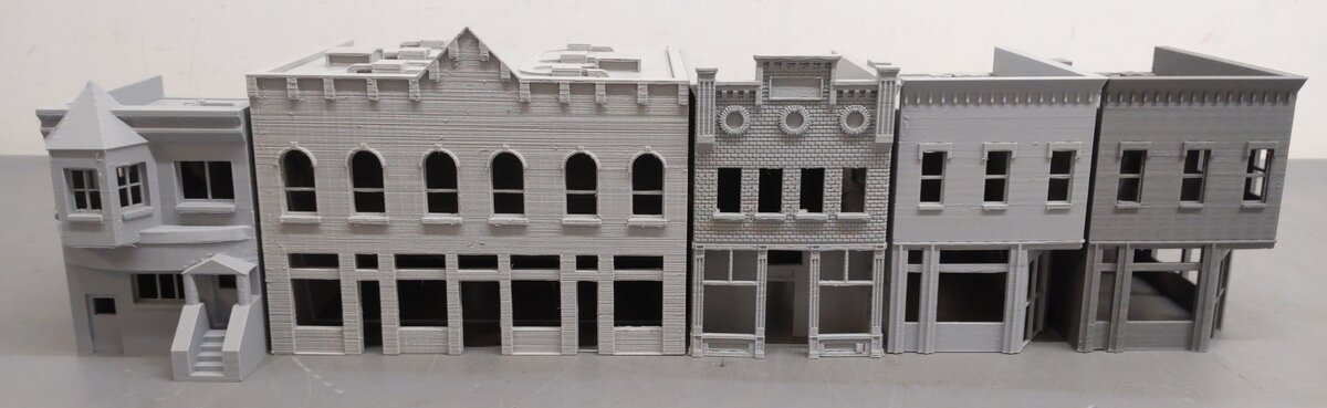 Generic Custom S Scale 3D Printed, Unpainted Town Buildings [5] EX