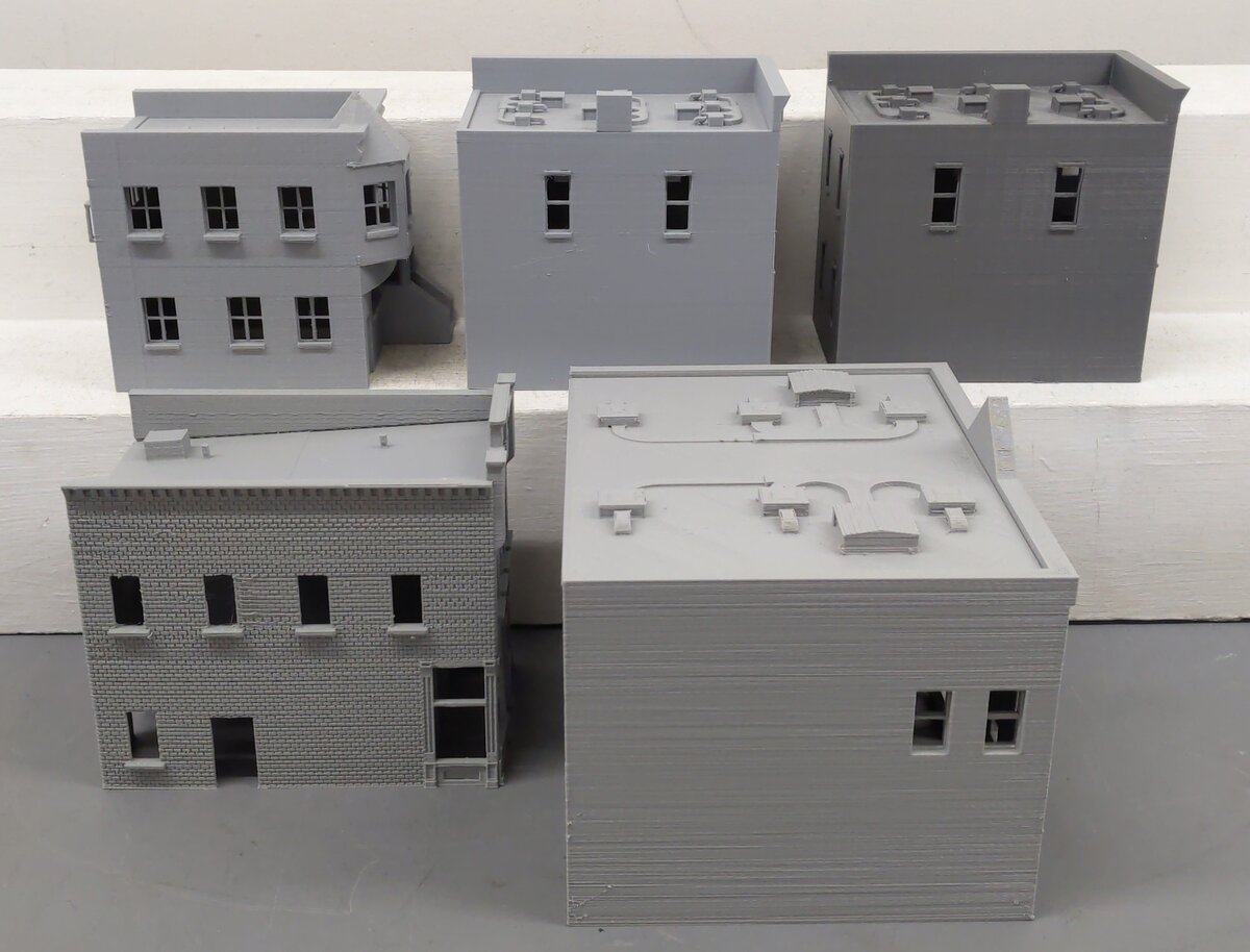 Generic Custom S Scale 3D Printed, Unpainted Town Buildings [5] EX