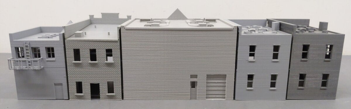 Generic Custom S Scale 3D Printed, Unpainted Town Buildings [5] EX