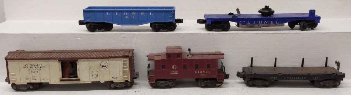 Lionel Vintage O Gauge Freight Cars #3419,6112,3451,36621,6357 [5]