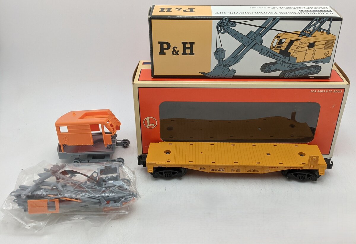 Lionel 6-16978 O Gauge Milwaukee Road Flat Car w/P&H Shovel Kit VG/Box