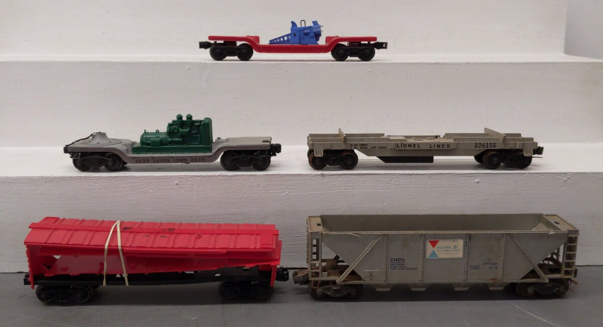 Lionel Vintage O Freight Cars: 6520, 336155, 634656, 6470, 3349 [5] VG