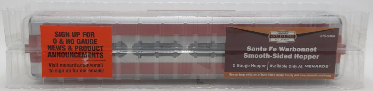 Menards 275-9368 O Gauge Santa Fe Warbonnet Smooth-Sided Hopper #2840 NEW