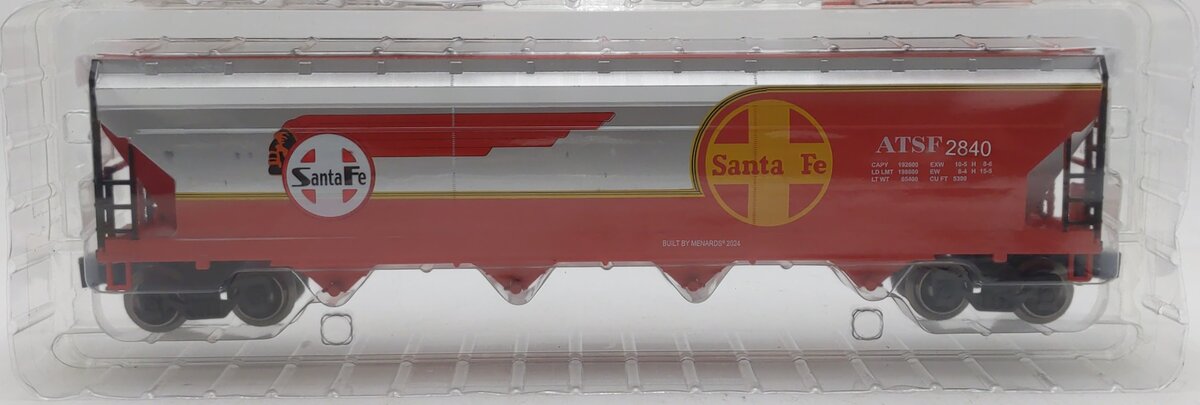 Menards 275-9368 O Gauge Santa Fe Warbonnet Smooth-Sided Hopper #2840 NEW