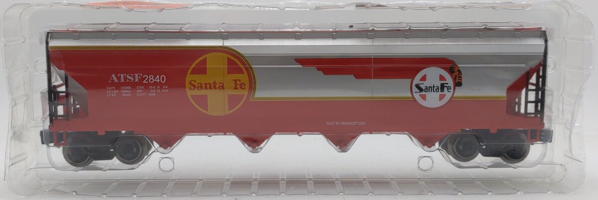 Menards 275-9368 O Gauge Santa Fe Warbonnet Smooth-Sided Hopper #2840 NEW