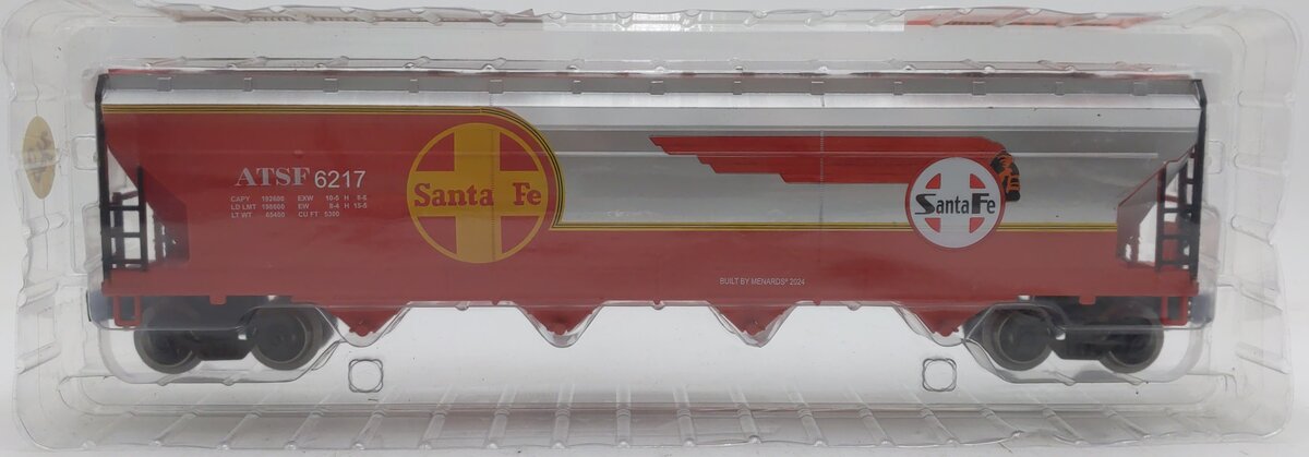 Menards 275-9374 O Gauge Santa Fe Warbonnet Smooth-Sided Hopper #6217 NEW
