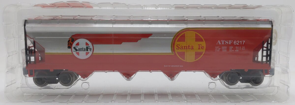 Menards 275-9374 O Gauge Santa Fe Warbonnet Smooth-Sided Hopper #6217 NEW