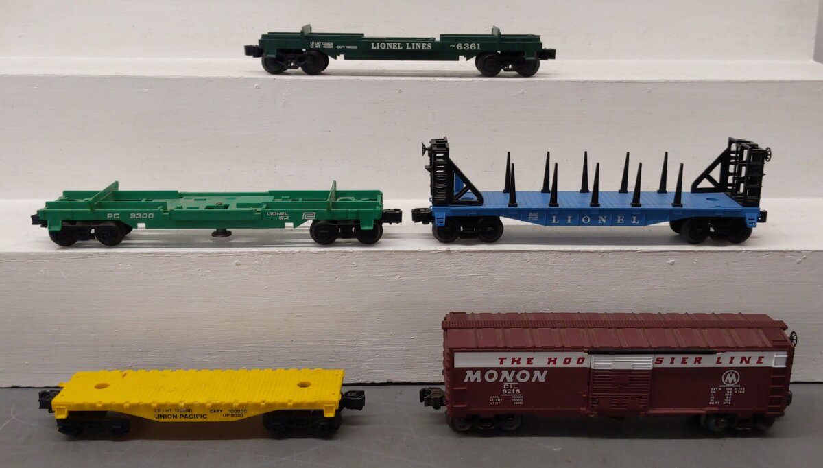 Lionel O Freight Cars: 9218, 9020, 26337, 9300, 6361 [5] EX