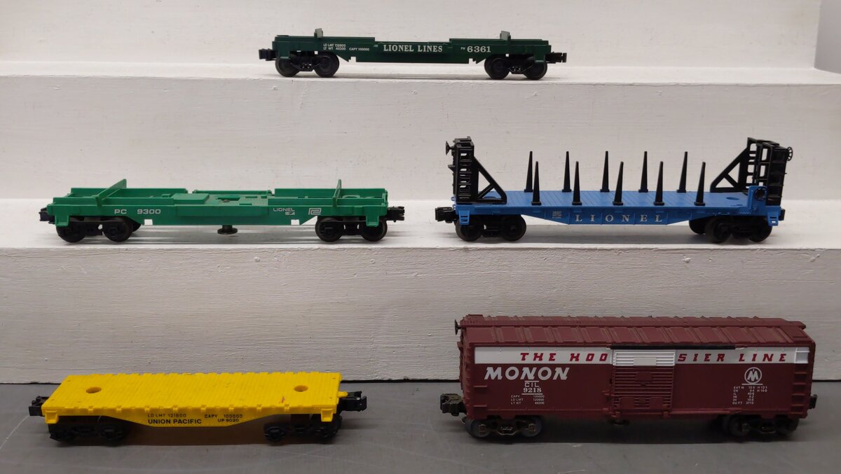 Lionel O Freight Cars: 9218, 9020, 26337, 9300, 6361 [5] EX