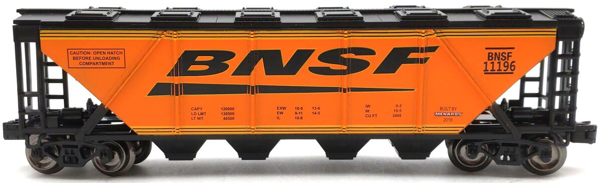 Menards 279-4570 O Gauge BNSF Covered Hopper Car #11196 LN
