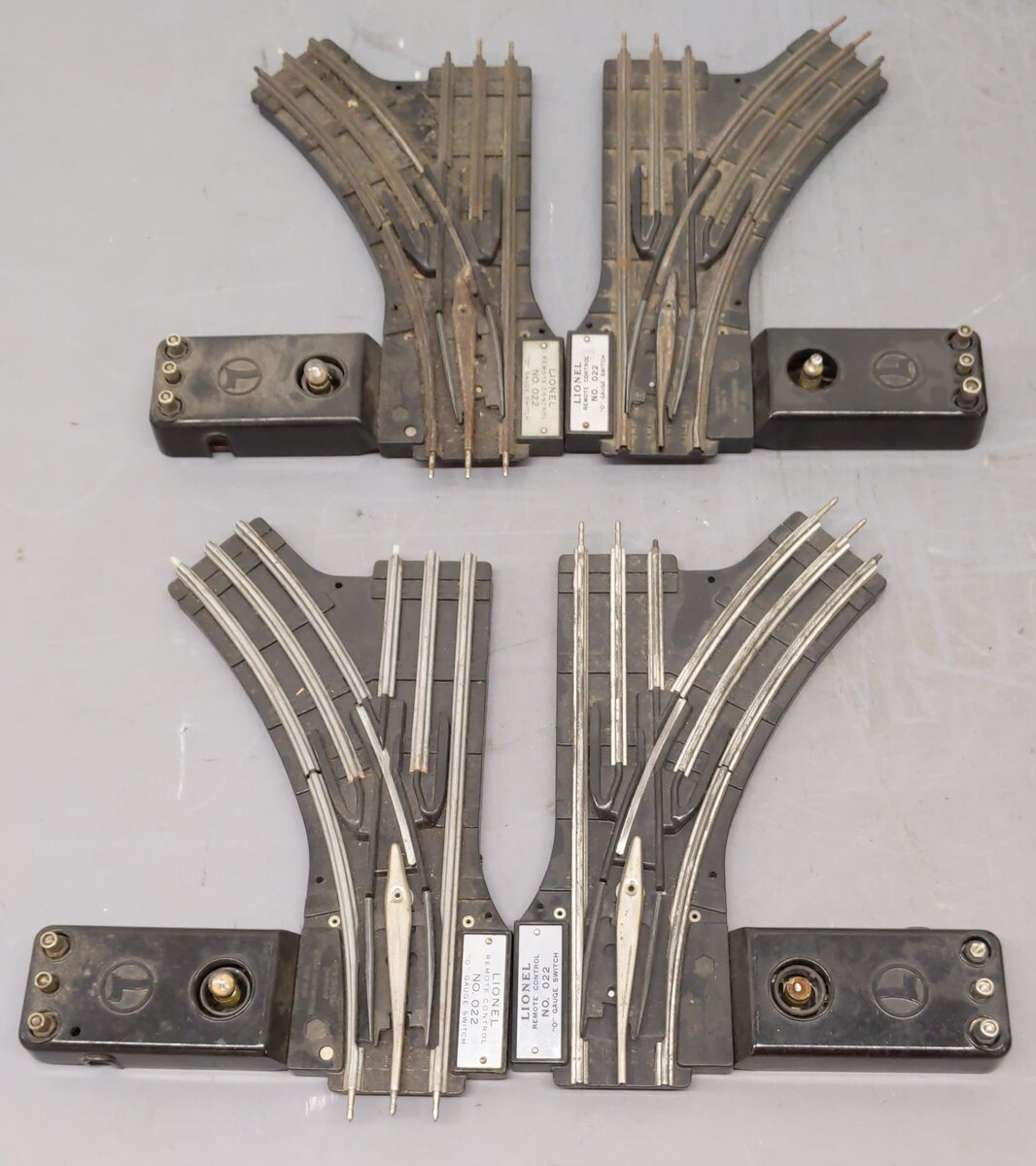 Lionel 022 O Gauge Left-Hand & Right-Hand Electric Remote Switches [4] VG