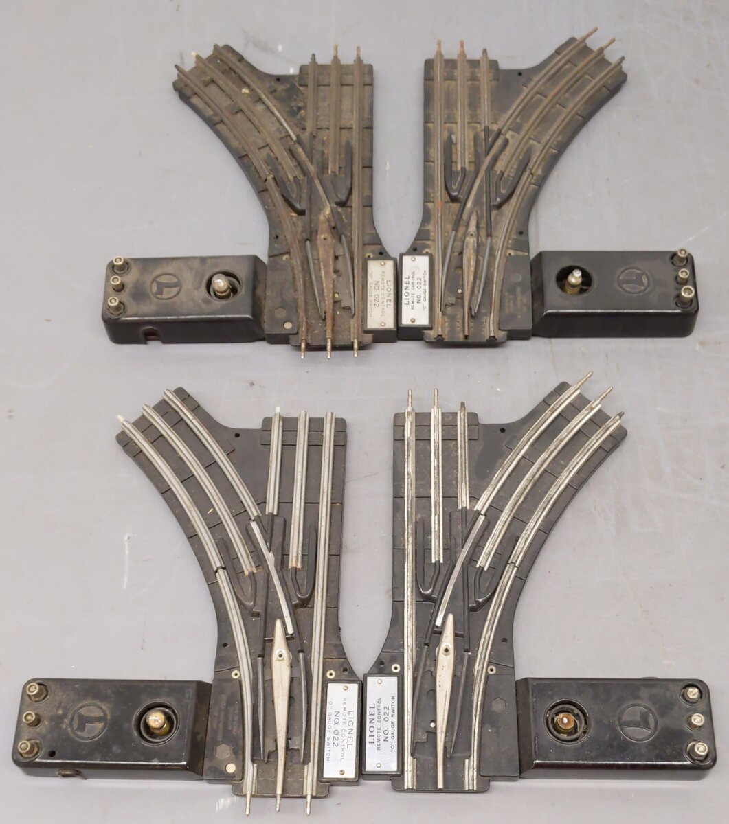 Lionel 022 O Gauge Left-Hand & Right-Hand Electric Remote Switches [4] VG