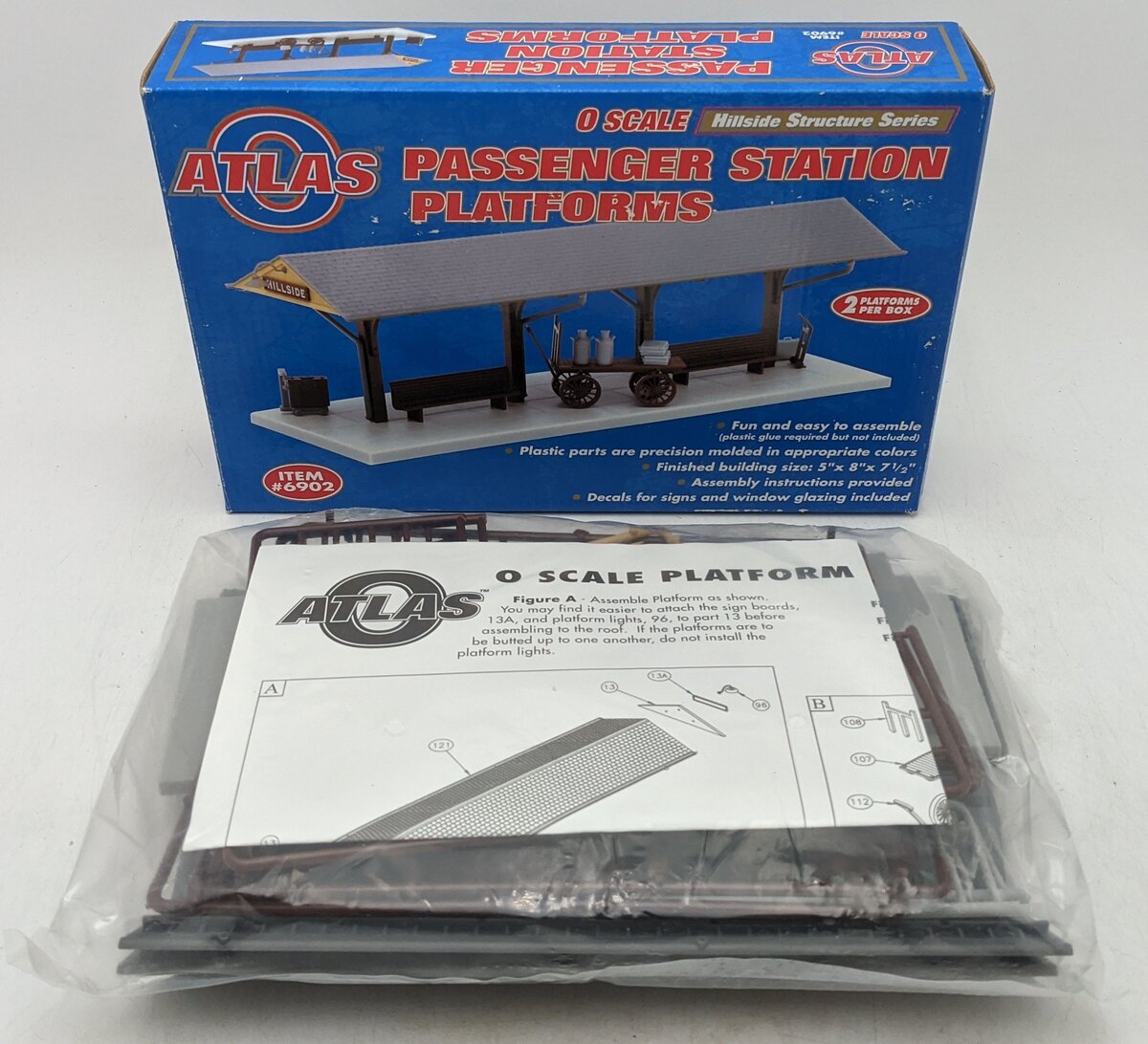 Atlas 6902 O Passenger Station Platform Building Kit NIB