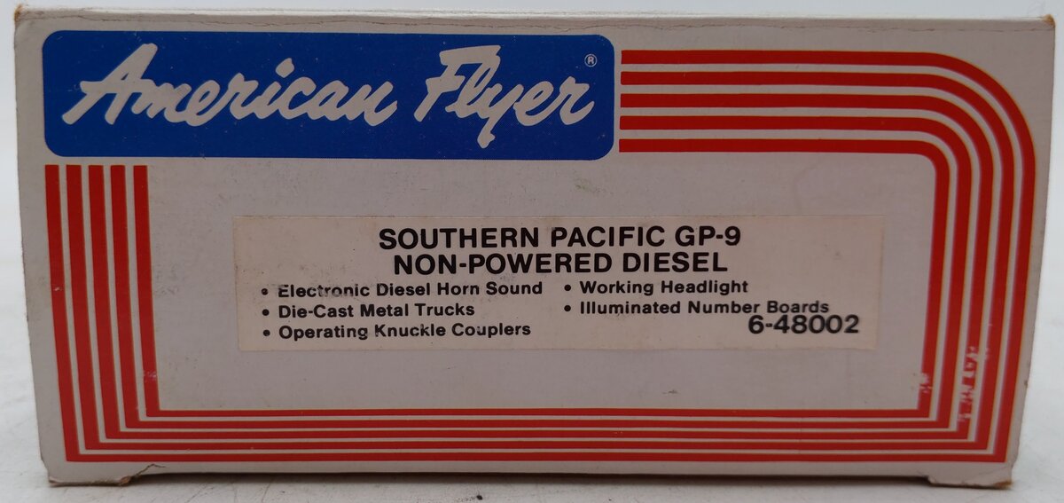 American Flyer 6-48002 S Southern Pacific GP-9 Non-Powered Diesel Locomotive EX/Box