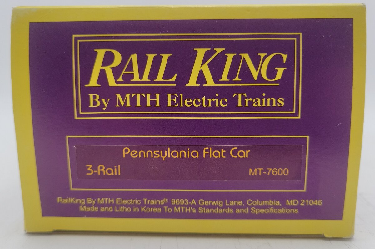 MTH 20-7600 Pennsylvania Flatcar (3-Rail) EX/Box