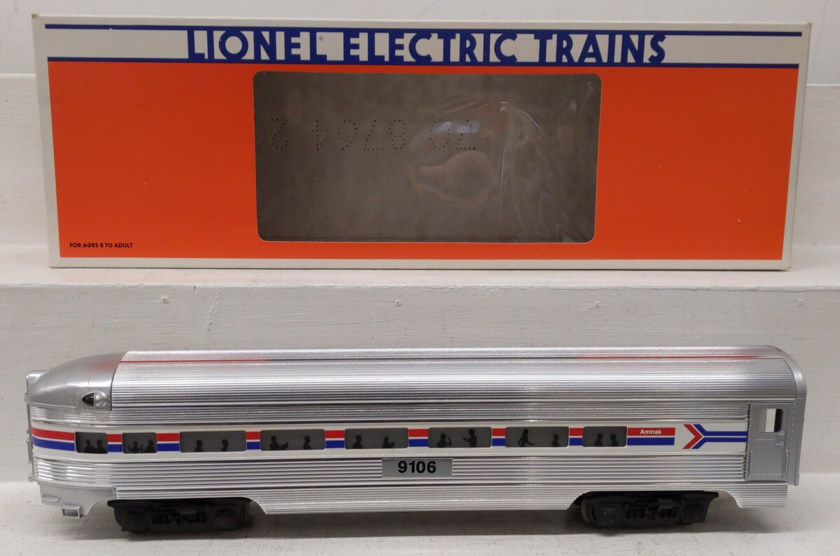 Lionel 6-19106 O Gauge Amtrak Aluminum Observation Passenger Car #9106 EX/Box