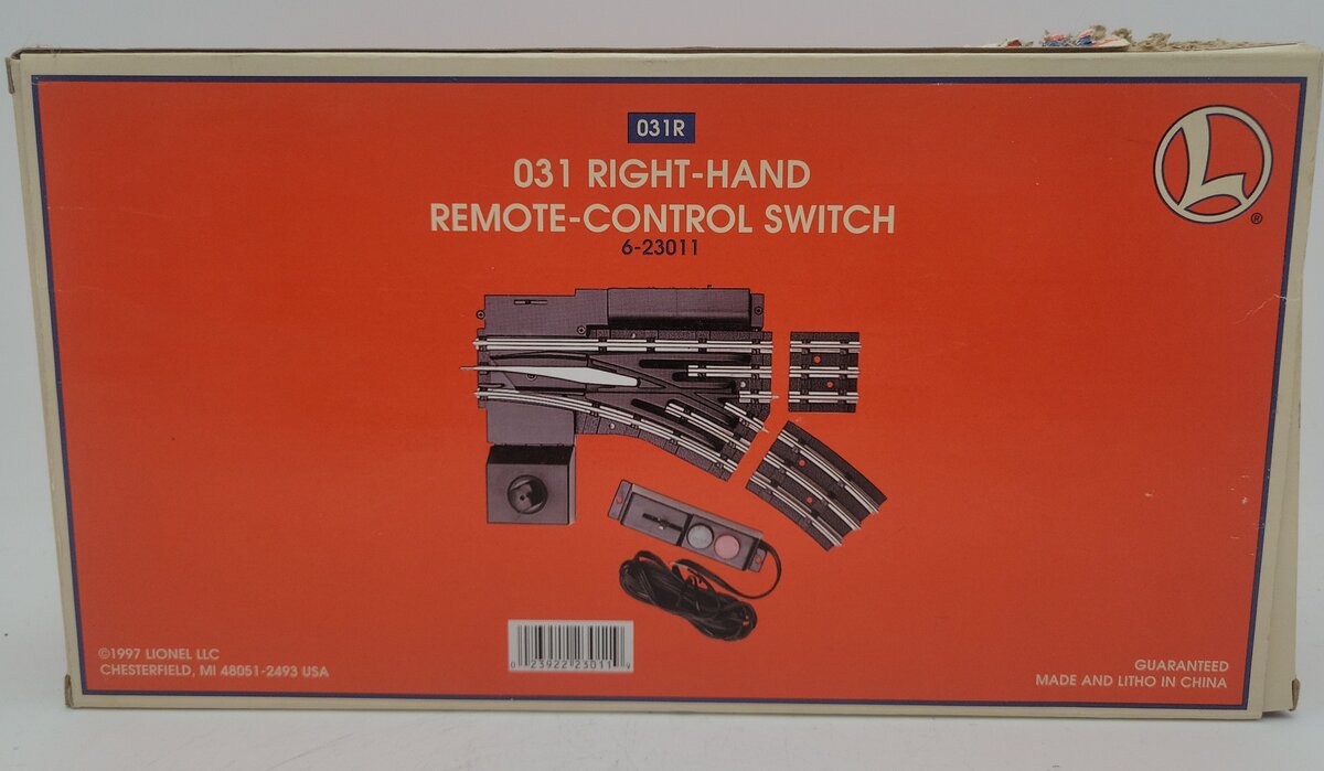 Lionel 6-23011 O O31 Right Hand Remote Control Switch Turnout EX/Box