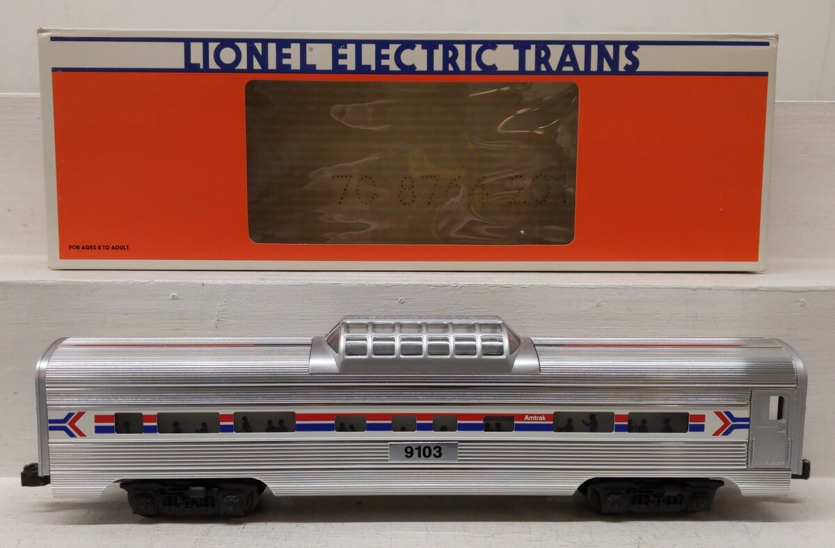 Lionel 6-19103 O Gauge Amtrak Aluminum Vista Dome Passenger Car #9103 EX/Box