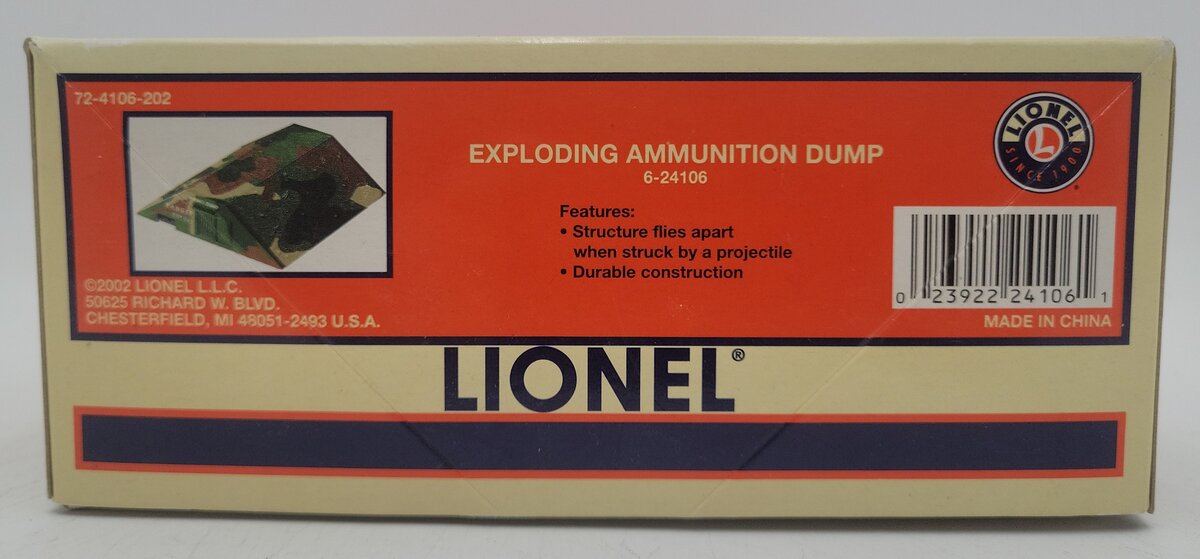Lionel 6-24106 O Scale Exploding Ammunition Dump Kit LN/Box