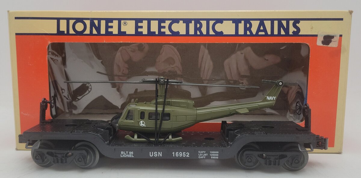 Lionel 6-16952 O Gauge US Navy Flatcar with Ertl Helicopter #16952 LN/Box