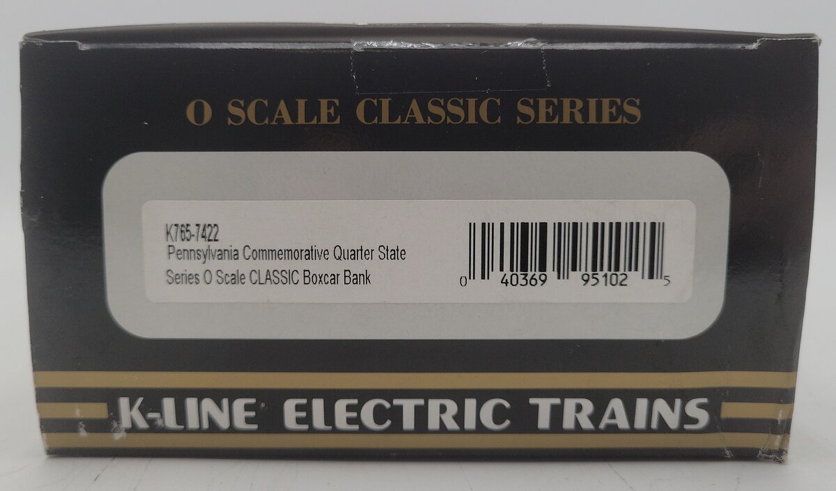 K-Line K765-7422 O Gauge Pennsylvania Quarter Boxcar #7657422 EX/Box