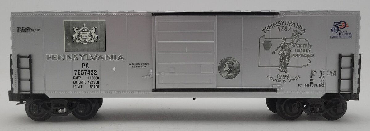 K-Line K765-7422 O Gauge Pennsylvania Quarter Boxcar #7657422 EX/Box
