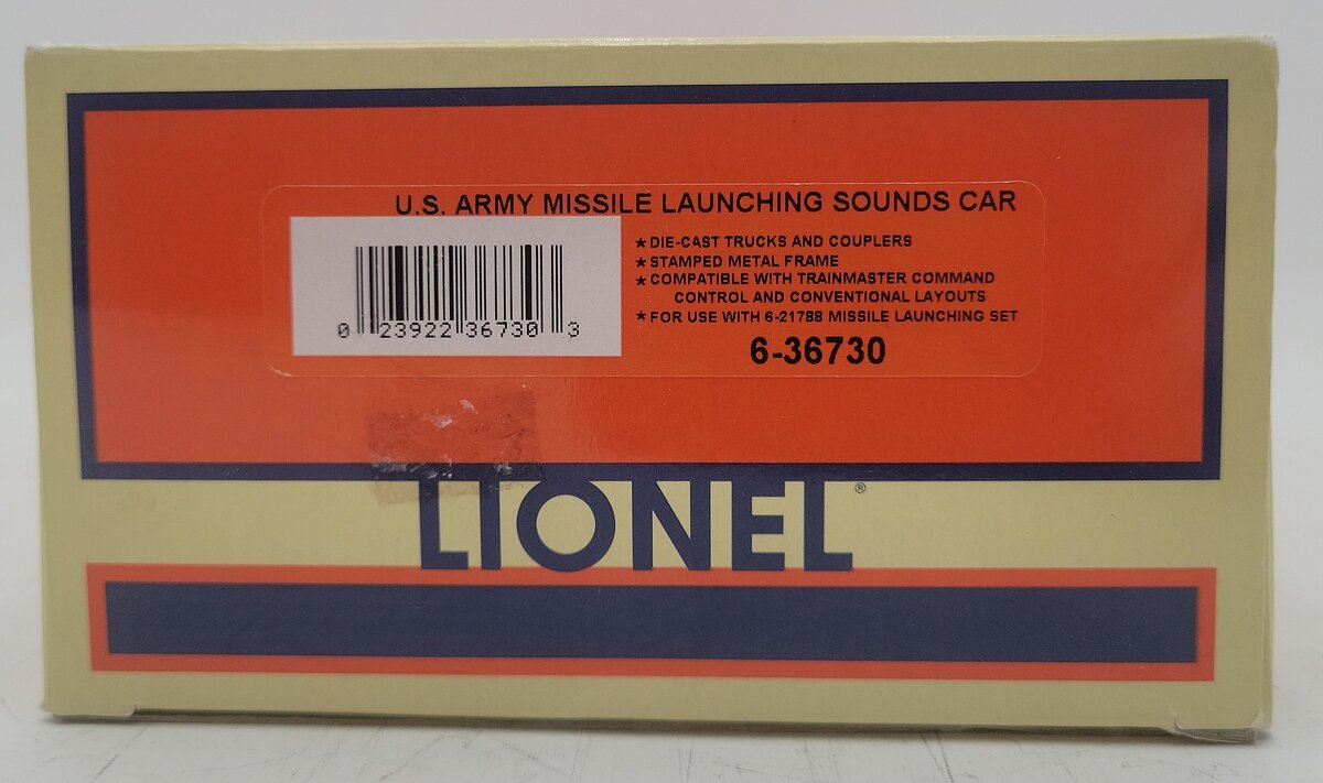 Lionel 6-36730 O Gauge U.S. Army Missile launching Sounds Car #44 LN/Box