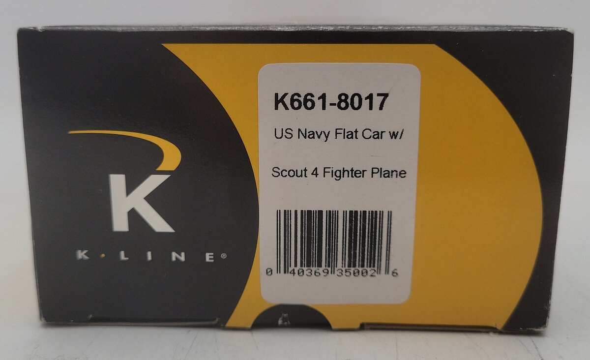 K-Line K661-8017 O Gauge U.S. Navy Flatcar w/ Scout 4 Fighter Plane #5413 EX/Box