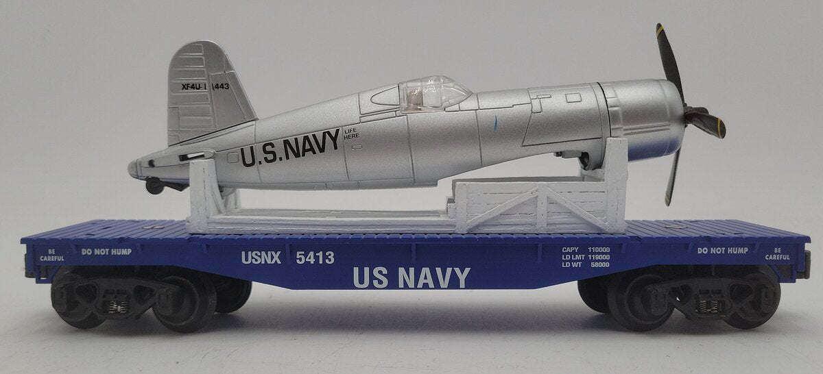 K-Line K661-8017 O Gauge U.S. Navy Flatcar w/ Scout 4 Fighter Plane #5413 EX/Box