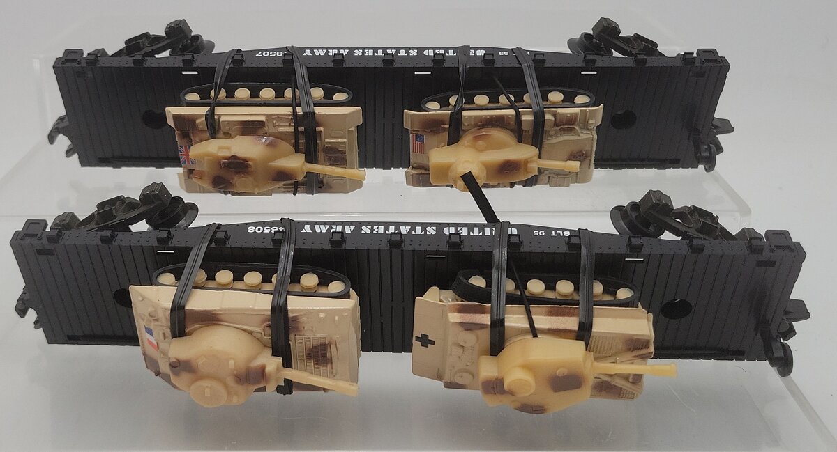American Flyer 6-48507 S US Army Flatcars with Tanks (Set of 2) LN/Box
