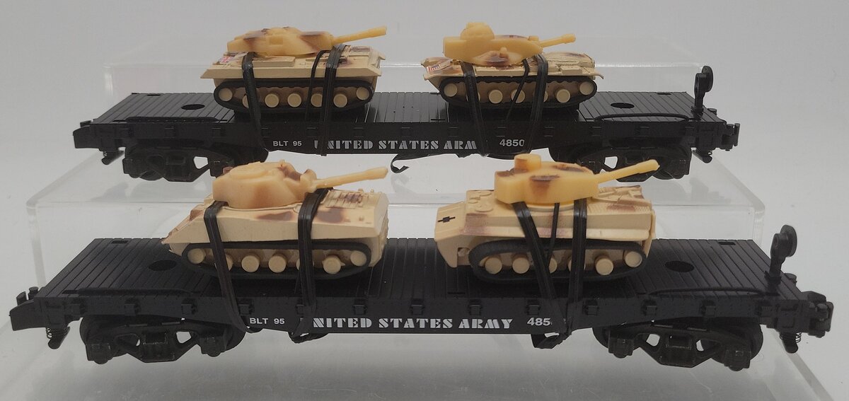 American Flyer 6-48507 S US Army Flatcars with Tanks (Set of 2) LN/Box